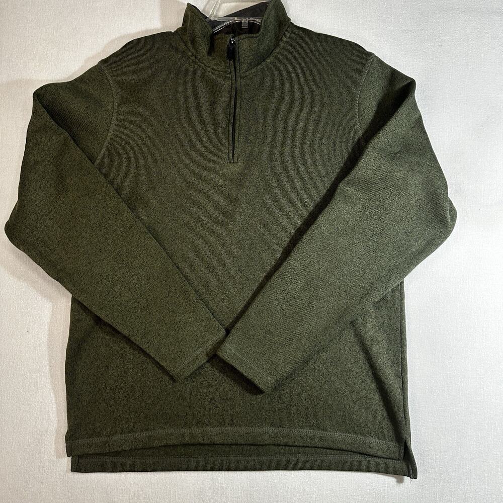 Wrangler Authentics Men’s Green 1/4 Zip Sweater Long Sleeve Pullover Size M